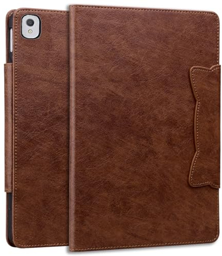 Hülle für iPad 9/8/7 Generation, Premium Leder Leichte Geschäftshülle mit Ständer, Mehrfachwinkel, Kartenfächer, Automatische Wake/Sleep für iPad 10.2 Zoll 2021/2020/2019, Braun