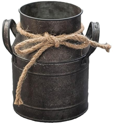 Blumenvase mit Rostfarbe, rustikal, verzinktes Metall, Milchdose, Eimer, Primitiv-Krug für Zuhause, Garten, Geschäft, Dekoration