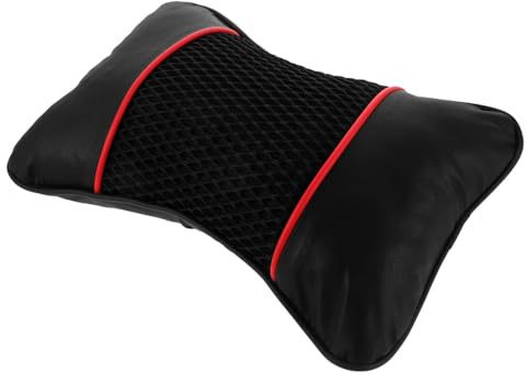 Auto Kopfstützenkissen Ergonomisch Atmungsaktiv aus Polyester und Leder | Nackenstütze für Reisen, Komfortabeles Design, Einfache Montage, Passend für Unterwegs und Ruhephasen