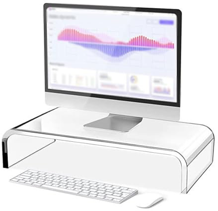 ZYFAB Acryl monitorständer Clear Computer Bildschirmständer Dicke Acryl Notebookständer für Schreibtisch Speicher Organizer für Office Home iMac,Clear,S