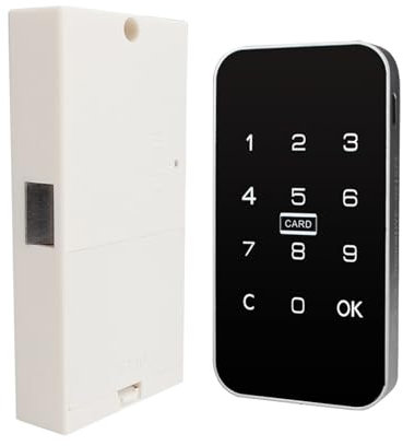 Splenssy Smart Cabinet Lock, Universal Password RFID Card Lock Cabinet Unlocking Touch Screen Buttons Electronic Induction Keyless Lock for Wooden Chest Drawer Cupboard Low Voltage Alarm