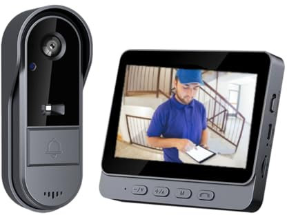 Sonnette sans Fil avec Caméra 1080P Exterieur étanche Visiophone Bluetooth Interphone Vidéo avec écran de 4.3'' Visiophone 170° Vision Nocturne Audio Bidirectionnel,sans Abonnement,sans App,sans WiFi