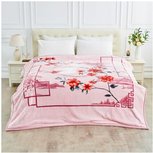 Fleece Heavy Blanket 2-Ply - Fluffy Extra Thick Bed Blanket (200x240 cm) - Blossom Plush Reversible Weighted Blanket 4kg - 100% Polyester Warm Bed Throw - Stress & Anxiety Relief - King Size