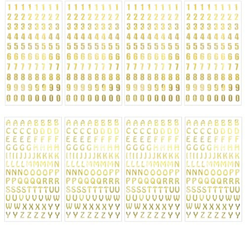 Oruola 8 Blätter Buchstaben Sticker Gold,Klebebuchstaben Gold,Selbstklebende Aufkleber Buchstaben Zahlen Glitzer Golden für Bastelarbeiten,Kunst,Sammelalben,Grußkarten,Pinnwände,Klassenzimmer