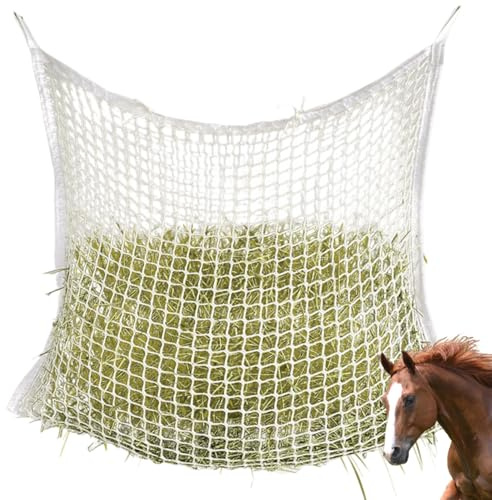GAOUTO Heunetz für Pferde: 120 x 90cm Farming Heunetz, Heunetz Mesh Größe 3x3cm, Futternetz für 8,5kg Heu, Heusack, Heutasche, Heusack Fütterungszeit kann Verlängert Werden für Pferde