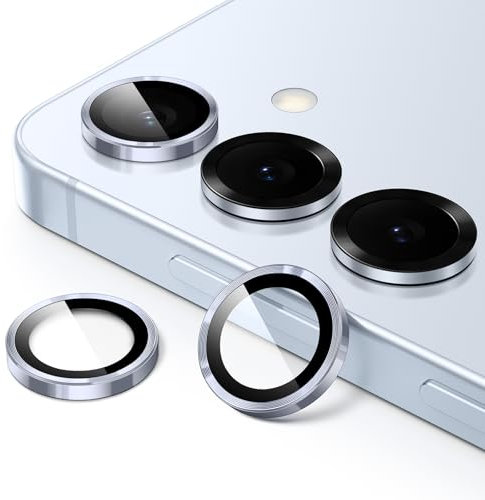 JETech Camera Lens Protector for Samsung Galaxy S25 5G, 9H Tempered Glass Metal Individual Ring Cover, Easy Installation Tray, HD Clear, 1 Set (Icyblue)