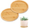 Lot de 2 plateaux ronds en bambou pour pot de fleurs de 15,5 cm - Plateau circulaire pour plantes - Pour intérieur et extérieur - Plateau de service en bois pour dessous de verre, thé, café