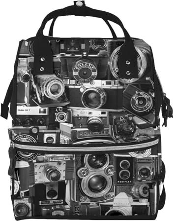 FEYUNYAN Wasserdichter Wickelrucksack für Mütter, coole Kamerasammlung, Organisationsrucksack, stilvolle Baby-Essentials-Tragetasche, große Kapazität, Mama-Reisetasche mit isolierter Flaschentasche