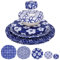 5 Pcs Bowl Covers Reusable in 5 Sizes- Elastic Lids for Proofing and Freshness, Stretchable Cloth Fabric Bowl Covers for Food Storage, Bread, Sourdough, Fruits and Leftovers(Blue)