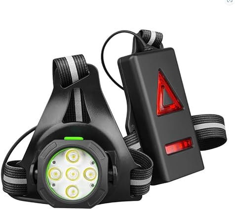 Joltix Lampe Pectorale Running 5 LEDs, 500 Lumens Lampe Running avec USB Recharge, Lumière pour Courir à Pied Étanche avec Bande Réfléchissante, Eclairage Torse Super Lumineux et Léger pour Course
