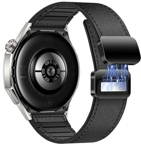 YealRed 22mm Cinturino per Huawei Watch GT6 Pro/GT6/GT5 Pro/GT5/GT4/GT3(46mm), Cinturino di Ricambio Magnetico in Pelle e Silicone per Huawei Watch Ultimate 2/4Pro 48mm/5/4/3Pro(46mm) (Nero)