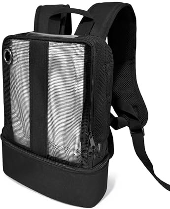O2TOTES WEAR YOUR OXYGEN WITH STYLE Netz-Rucksack, Schwarz, Fits: Inogen One G3, Rove 6, Inogen G5, OxyGo