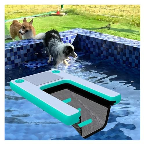 Inflatable Dog Ramp for Boats and Docks, Portable Safety Floating Dock for Dogs, Foldable Water Ramp for Swimming Pools, Lakes, and Seas