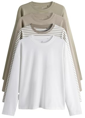 THE SET Damen t Relaxed Fit Langarmshirts, 4er-Pack