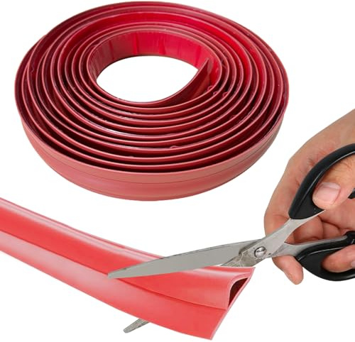 Flexibel TPE Übergangsleiste Boden, Selbstklebende Randleiste für Teppiche, Schneidbare Teppich und Boden Übergangsleiste,Randversiegelungsleiste für Fußmatte,Teppich (Rot - 10M)