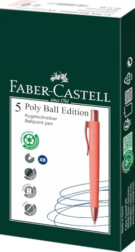 Faber-Castell 241125 Poly Ball Urban Kugelschreiber, 5 Stück, Koralle