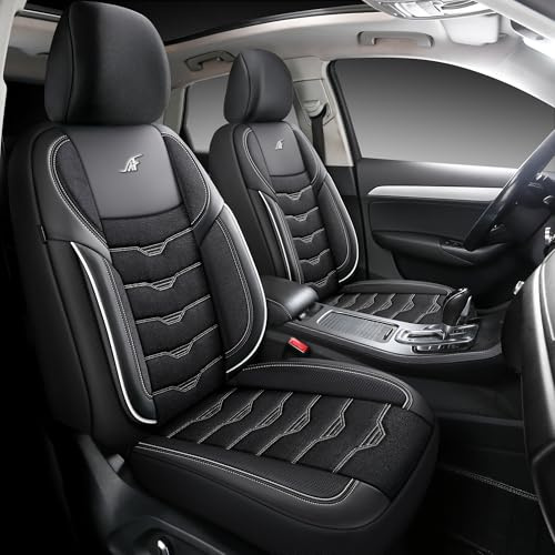 Auto Interieur Meester Autositzbezüge kompatibel mit Audi A4 B9 2015 | Vordersitze | AID Serie | AID103 | Schwarz mit weiße Nähte