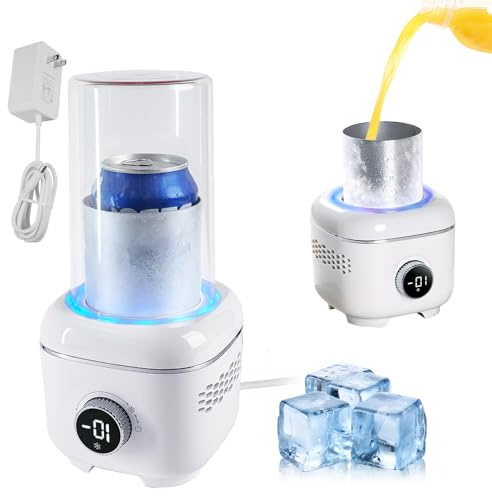Cooling Cup with Mood Light,2 in 1 Cup Cooler Warmer for Desktop for 30.2℉-158℉,Electric Beverage Cooler with Aluminum Mug,Portable Quick Drink Chiller for Cola Beer Coffee Juice,Gifts for Women Men