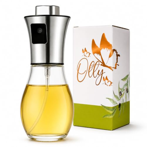 GP Group OLLY Pulverizador Aceite Spray Cocina (200ml) – Botella Cristal Redonda Ergonómica – Spray Niebla Fina para Freidora de Aire (Air Fryer) – Dosificador Aceite y Vinagre Diseño Moderno