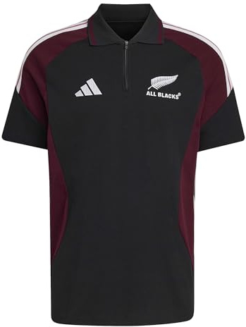 adidas Herren All Blacks Training Polo Shirt, All Black/Maroon, L