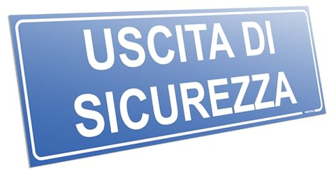 PRINTIMA 32x10,5 cm Cartello Uscita di Sicurezza in PVC Segnale Direzionale Blu per Emergenza Ufficio Negozio Azienda Magazzino Condominio Accesso con Set di Montaggio Incluso