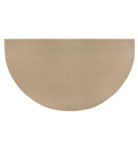 Fire Retardant Fiberglass Half Round Hearth Fireplace Area Rug Polyester Trim Non Slip Mat Low Profile Protects Floors from Sparks Embers Logs 32 W x 60 L Tan