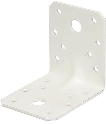 Alberts 846565 Équerre d'assemblage renforcée avec nervure | galvanisée, plastifiée, en blanc | 70 x 70 x 55 mm | kit de 50