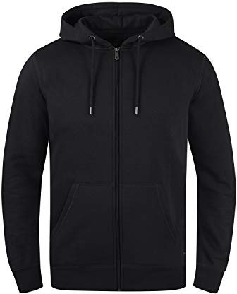 !Solid SDBerti Zip-Hood Herren Sweatjacke Kapuzenjacke Hoodie mit Kapuze Reißverschluss Kängurutasche Baumwollmischung Regular fit, Größe:L, Farbe:Black (9000)