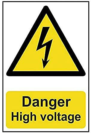 Englisches Warnschild „Danger High Voltage, selbstklebend, PVC, 200 x 300 mm