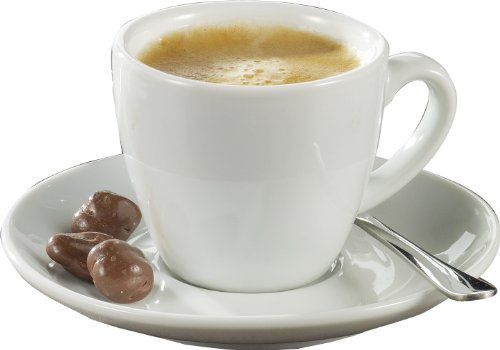 caterado Bistro Espressotasse mit Untertasse, Porzellan, Weiß, 6 Stück (1er Pack), 6