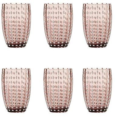 Zafferano Perle Glasbecher-Handgemachtes transparentes Buntglas, cl 32 h 109mm d 71mm-Set 6 Stück-Amethyst, Glas, M, PR00105