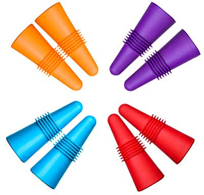 8 pièces de Bouchons à Vin, CNYMANY Remplacement Réutilisable de Scellant de Bouteille de Boisson en silicone avec Poignée pour le Liège pour Garder le Vin Frais - Rouge, Bleu, Orange, Violet