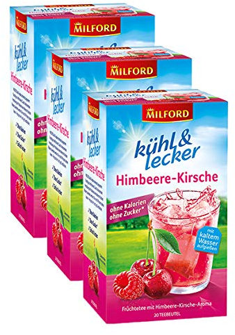 Milford kühl & lecker Himbeere-Kirsche, 20 Teebeutel, 3er Pack
