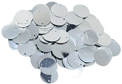 sharprepublic 130 Stück Pailletten rund Form Konfetti Paillette Pailletten Basteln 16mm - Silber, one Size
