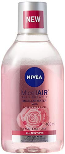 NIVEA Zweiphasiges Micellarwasser mit Öl und Rosenwasser Bio 400 ml, zweiphasiger Make-up-Entferner für langes Laden und Wasserfest, sanfter Gesichtsreiniger auf Augen und Wimpern