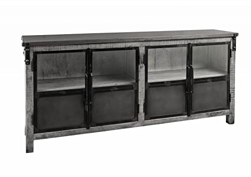 MASSIVMOEBEL24.DE | Sideboard Mango 180x40x90 grau lackiert Heavy Industry #150