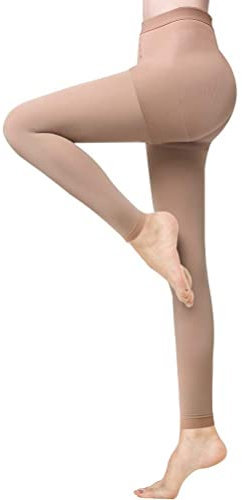 LUODITO Medizinische Kompressionsstrumpfhose für Damen, 20–30 mmHg, blickdicht, abgestufter Stützschlauch für Vericose Venen Ödeme, Fußlos, Beige, XXL (Packung Con 1)