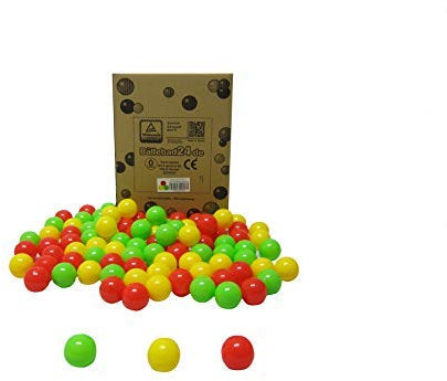 Bällebad24-200 Stück Bällebad Bälle, Rot-Gelb-Hellgrün Mix, Spielqualität,