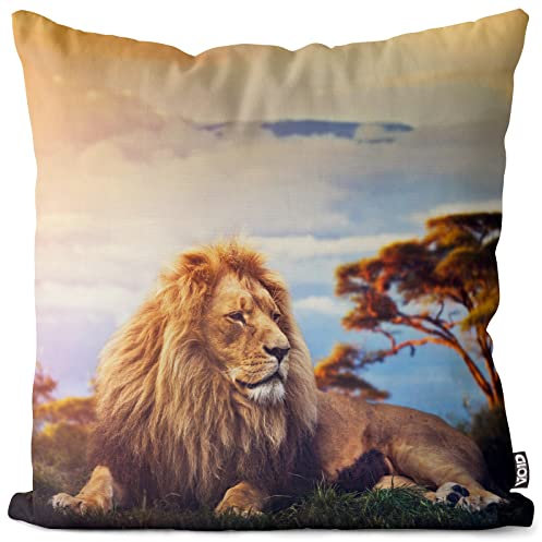 VOID Löwe Afrika Safari Kissenbezug Kissenhülle Sofakissen Kissen Deko Outdoor-Kissen Dekokissen, Kissen Größe:80 x 80 cm