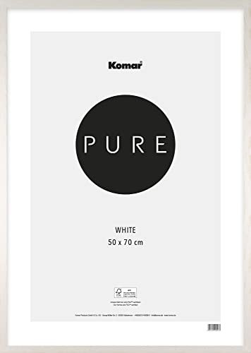 Komar Cadre Photo en Bois Blanc 50 x 70 cm avec Verre Acrylique Transparent Blanc 50 x 70 cm