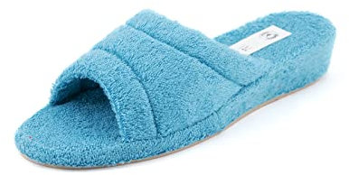 JOMIX Chaussons à Talon Compensé Sandales Compensées Sandales Femme en éponge Pantoufles pour femme, 01 bleu clair, 38 EU