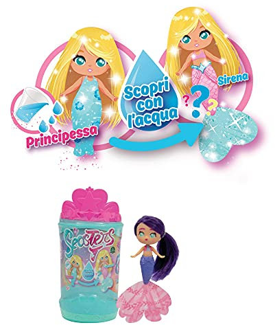Seasters Poupée Sirène Surprise, Princesse Qui Se Transforme en Sirène, avec Accessoires Secrets, Jouet pour Enfants Dès 3 Ans, Eat00