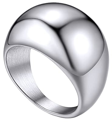 GoldChic Klassischer Glänzender konvexer Ring aus 316L Edelstahl in Breite 8.8mm/16mm/23.5mm Einfache stapelbare Bandring mit Strass Sterne Schmal Memorial Damen Ring Ringgröße 54.4（17.3）-67.2（21.4） in Silber/Gold/Schwarz