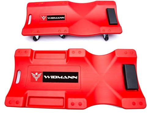 Gef-roy Chariot de visite Widmann, Mécanicien Garagiste, Planche de travail pour vidange véhicule, 6 roulettes pivotantes, Rouge