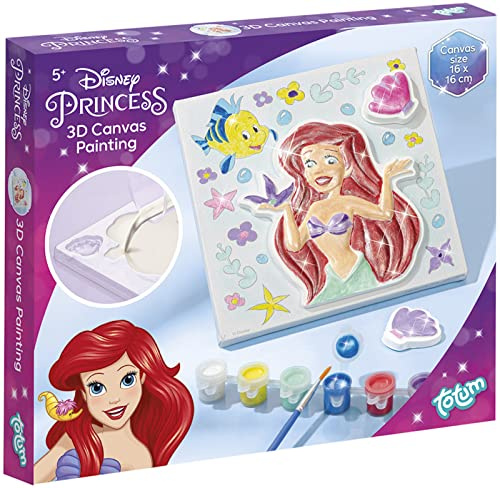 Totum 44371 Disney Princess Ariel Canvas Plaster Painting Creative Art Project, 16 x 16 cm