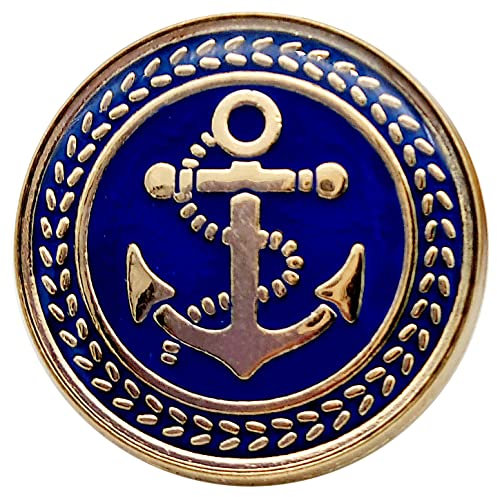 Goldgöre 5 maritime Metall Knöpfe blau gold mit Anker mit Öse zum Annähen 25 mm