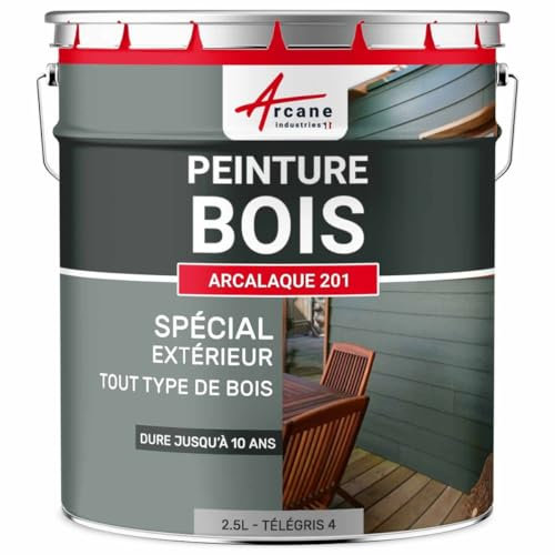 Pintura para madera exterior e interior - ARCALAQUE 201-2.5 L Gris tele 4 - RAL 7047 - ARCANE INDUSTRIES