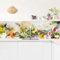 Bilderwelten Küchenrückwand Folie Glänzend 90x315 cm Frische Kräuter mit Essblüten Spritzschutz Fliesenspiegel Küche-Rückwand Motiv Klebefolie