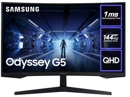 Samsung Odyssey G5 LC32G55TQBUXXU 32 1000R Curved Gaming Monitor - 144Hz, 1ms, 1440p QHD, Freesync Premium, HDR10, HDMI, Displayport