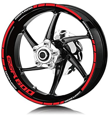 wasserdichte Rad-Logo-Aufkleber Für Motorradreifen Für Suzuki GSR600 GSR 600-Reflexstreifen-Moto-Aufkleber Schmücken (Color : Reflective red)